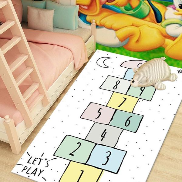 Tapetes de piso de cóceis de parcotna desenho animado quarto infantil quarto digital super macio para decoração doméstica