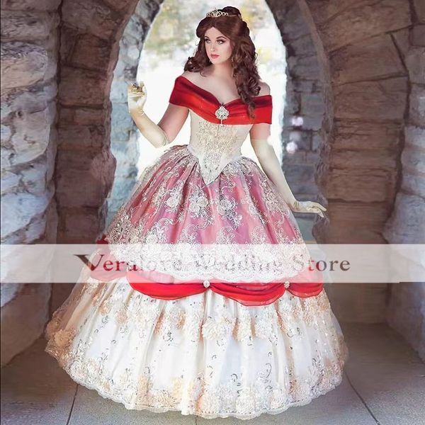 Abito da sposa gotico con spalle scoperte Abito da ballo medievale rosso Abito da notte vittoriano Costume di Halloween Abito da festa rinascimentale medievale