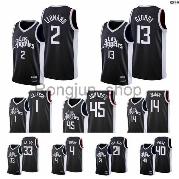 2021-22 75. Jahrestag genähtes Herren-Basketballtrikot Kawhi Keon Johnson Leonard Paul George Reggie Jackson Rajon Rondo Terance Mann Schwarzes Trikot