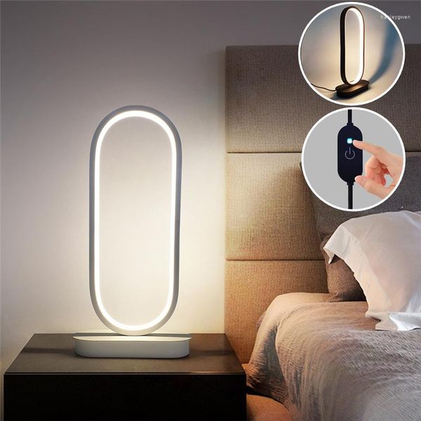 Tischlampen Nordic Oval LED Lampe einfache dimmbare Schlafzimmer Nachttheke Nacht Licht B￼ro Wohnkultur US/EU -Stecker
