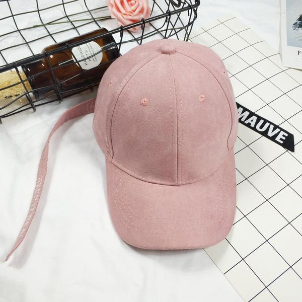 Berretti da baseball Dichiarazione Pelle scamosciata Corda lunga Baseball Lettera estiva Cappello da sole Uomo Donna Moda retrò Tinta unita Accessori per l'abbigliamento selvaggio