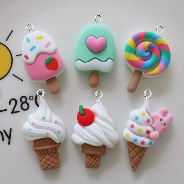 Charms Kawaii Regenbogen Lollipop Eiscreme Harz für Schmuckherstellung Diy Anhänger Schlüsselanhänger Halskette Ohrringe Zubehör Drop Lieferung 2 Smteh