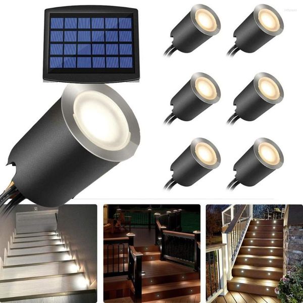 Unterirdische Lampe Solarbetriebene LED-Deckleuchte IP67 Wasserdichter Edelstahl-Einbau-Treppen-Boden-Wandstrahler DC12V