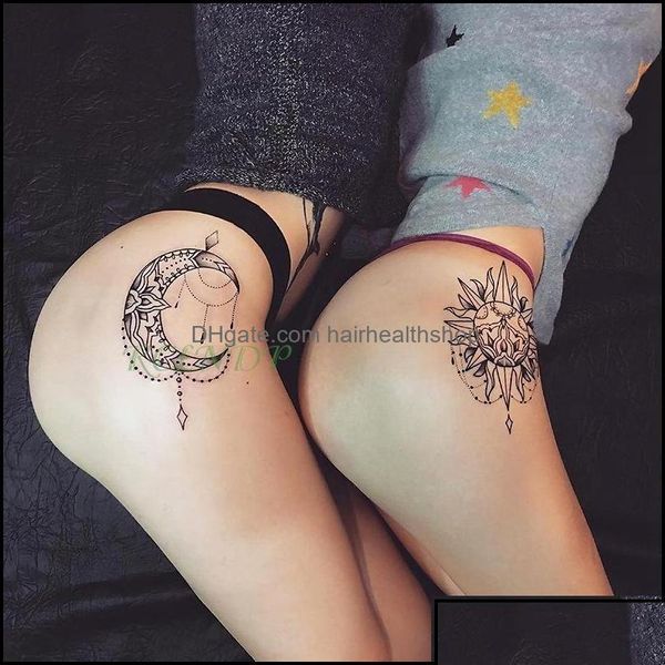 Tatuaggi Temporanei Body Art Salute Bellezza Impermeabile Autoadesivo Del Tatuaggio Sexy Luna Sole Falso Tatto Flash Tatoo Tatouage Dh Otq5F