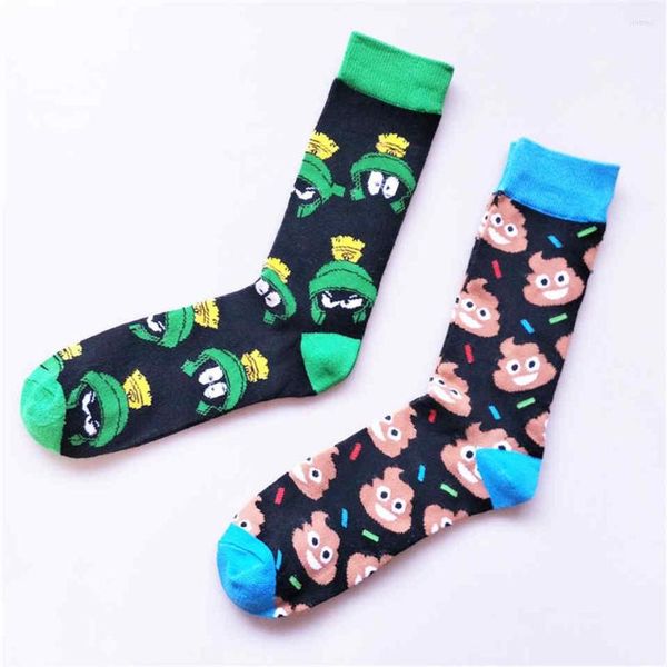 Meias masculinas Cartoon de alta moda Padrão Men Personalidade de inverno Feliz colorido engraçado Sox Sox confortável respirável calcetinos de meias até o joelho