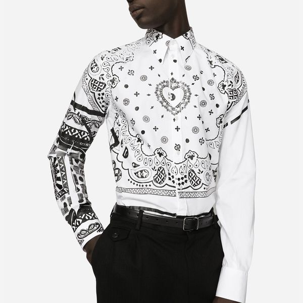 DSQ PHANTOM TURTLE Baumwollhemd mit Martini-Schal-Aufdruck, Herren-Designerhemden, Markenkleidung, Herren-Langarmshirt, Hip-Hop-Stil, Tops 841768