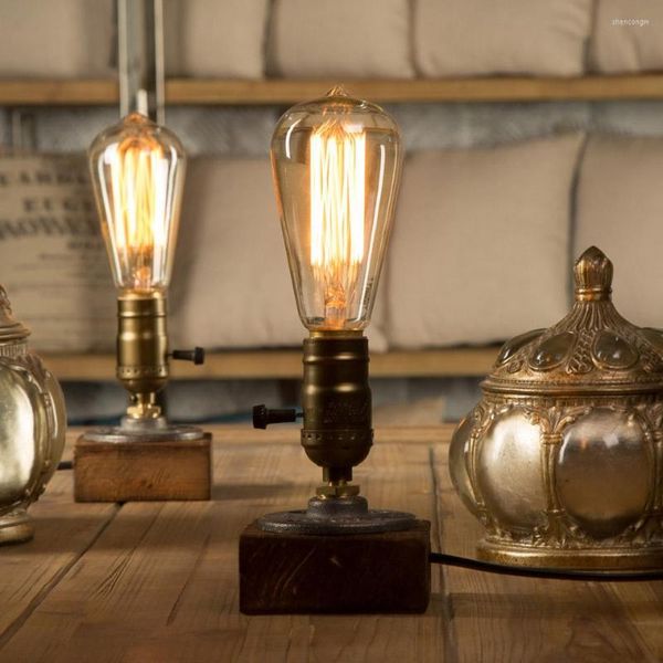 Lâmpadas de mesa Vintage E26/E27 Base Industrial Light Study Lights Luzes de iluminação em casa