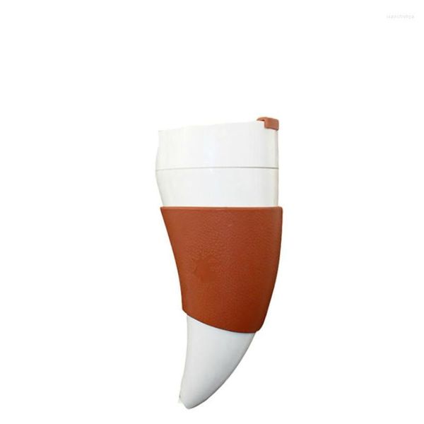 Tazze Tazza da caffè isolata a forma di corno con supporto e cinghie lunghe e corte 230 ml Tazza da viaggio in ecopelle nera bianca