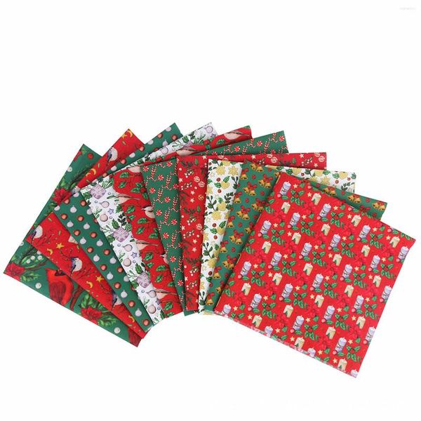 Decorazioni natalizie Fasci di tessuto di cotone Fasci di quadretti da cucito Serie patchwork multicolore Forniture per fai da te Abbastanza buono