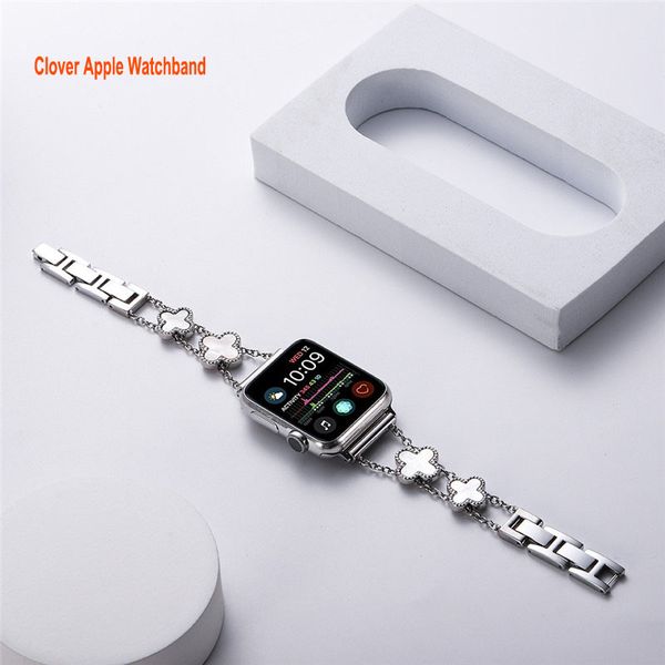 Metal Bilezik Dört Yaprak Yonca Apple Watch Band 38mm 40mm 42mm 44mm 41mm 45mm Hızlı Bırakma Iwatch Serisi 8 7 5 4 3 2 1 Kayış Erkek Kadınlar