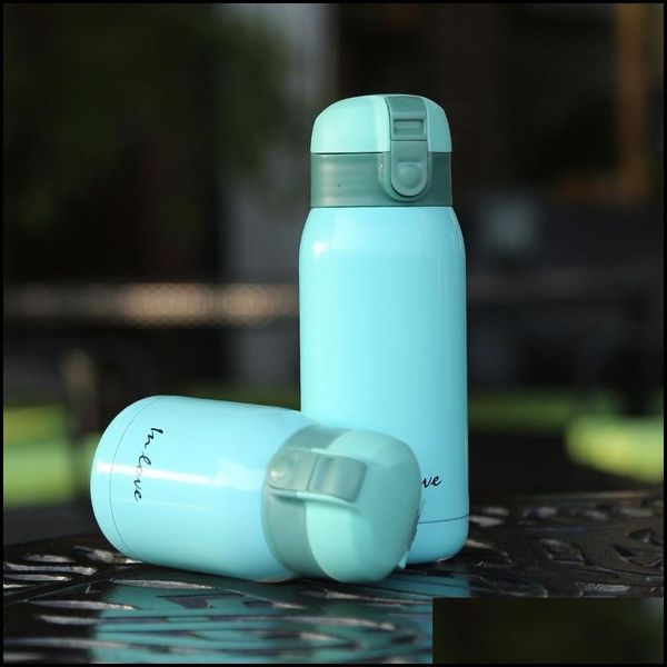 Bottiglie d'acqua Bottiglie d'acqua carine 200Ml / 360Ml Candy Mini Thermos Cup Kids Cartoon Bottle Tazza da caffè termica in acciaio inossidabile Vuoto Fl Dhiel