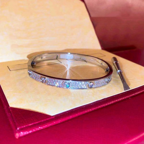 Pulseira de diamante de luxo para mulheres casal casal aço inoxidável ouro rosa 3 fileiras Bracelets jóias de moda no presente dia dos namorados para namorada Proposta de namorada casamento