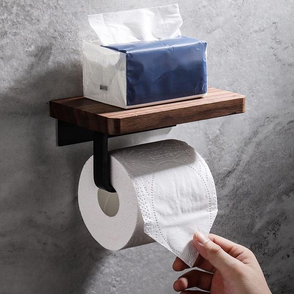 Ganci 1 Pz Creativo Porta fazzoletti in alluminio in legno Porta carta igienica da parete per bagno Cesto portaoggetti vuoto Articoli per la casa