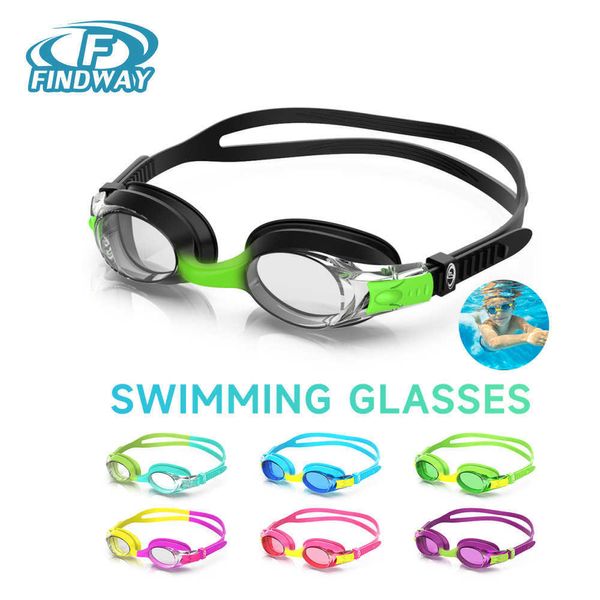 Goggles Findway Child Swimming Glasses Atualize a prova d'água Anti nevoeiro UV Profissional Eyewear Kids Swim Goggles L221028