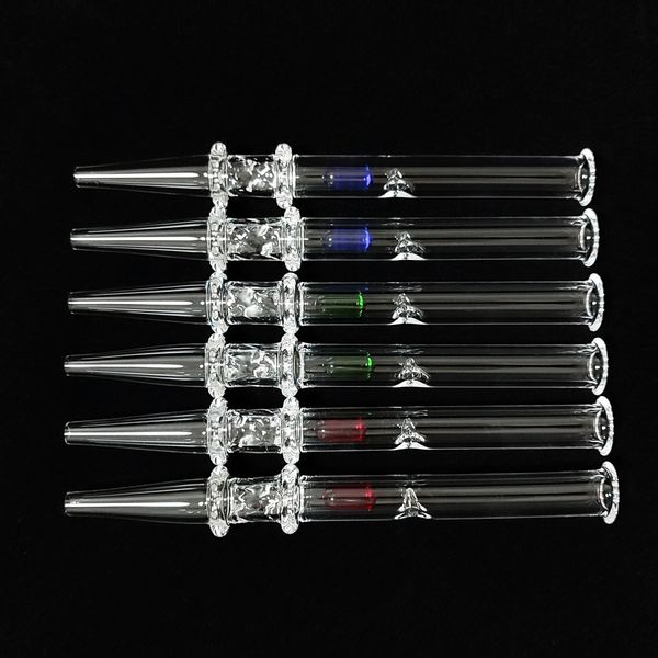 مجموعة أدوات جمع رحيق الكوارتز Dabbing Smoking Nail 5.9 Inch قطعة واحدة صغيرة من عقدة الماس الملولبة Dab Straw مع الزجاج الملون Terp حبة اللؤلؤ داخل YAREONE بالجملة
