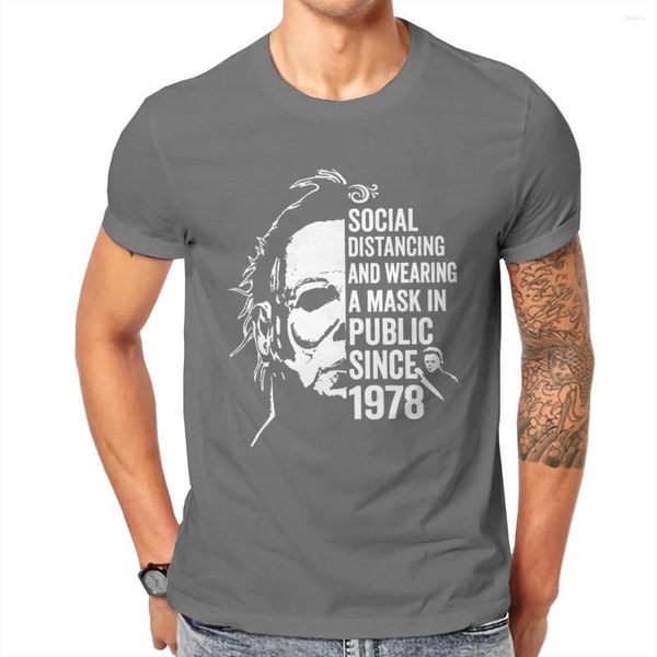 Camisetas masculinas no atacado verão engraçado Michael myers distanciamento social em público sin 2022 homens/mulheres harajuku personalizar roupas 196337