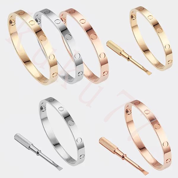 Niemals verblassendes Liebes-Schraubarmband, Markendesigner, Luxus-Mode, Hochzeitspaar, Verlobungsschmuck, klassisches Tennis-Polierarmband aus 5,0-Titanlegierung und 18-Karat-Roségold