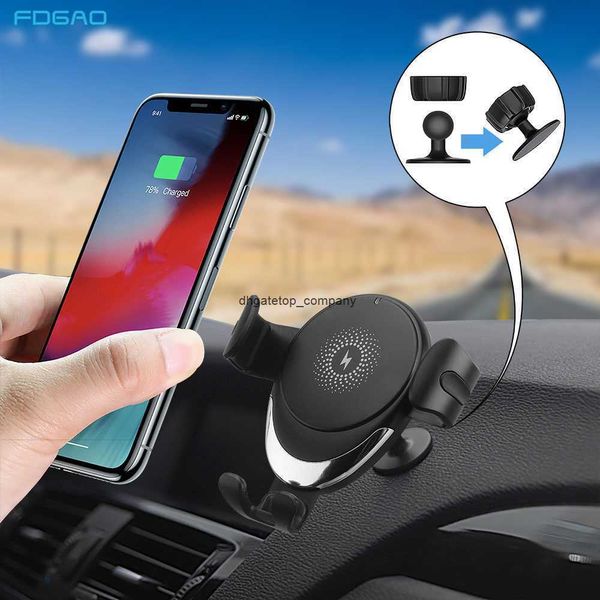 Schnellladung 15 W Qi-Auto-Wireless-Ladegerät für Samsung S22 S21 iPhone 14 13 12 11 Pro Xr Xs 8 Max Lade-Telefonhalter mit Schwerkraftinduktion