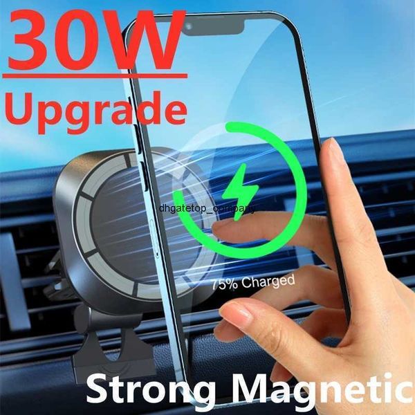 Быстрая зарядка 30 Вт Qi Магнитное беспроводное автомобильное зарядное устройство воздушное вентиляционное отверстие, совместимое с корпусом MacSafe для iPhone 12 13 Pro