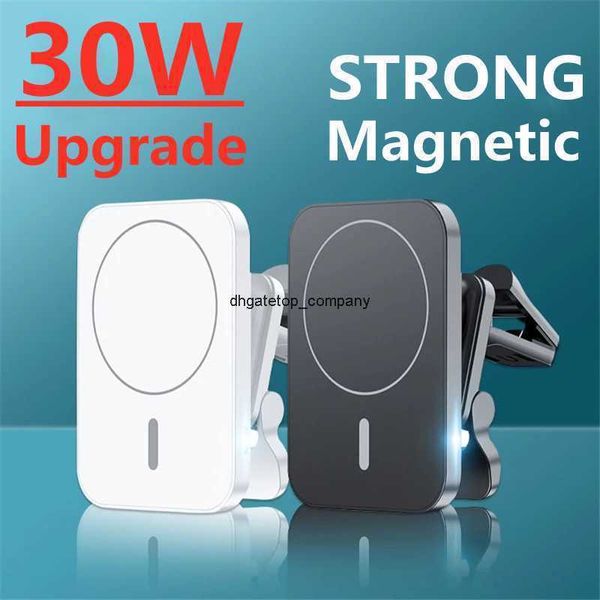 Fast Charge 30W Magnetic Wireless Chargers Car Air Вентиляционное вентиляционное вентиляционное отверстие держатель телефона Mini Qi Fast Зарядка для iPhone 12 13 14 Pro Max MacSafe