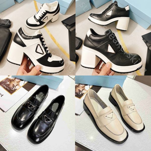 Sapatos de grife plataforma feminina plana mocassins cidadãos grossos tênis de fundo de luxo tênis preto branco com caixa 35-41