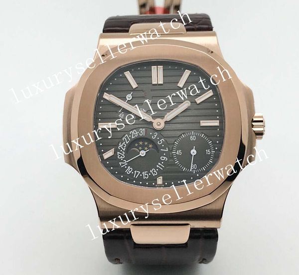 Super Herren Super PPF Factory Armbanduhr Automatische Bewegung mit dekorierten Rotorbrücken wie 40 mm graues Zifferblatt 18K Roségold Leder -Gurt Sport Männer 240 Uhren