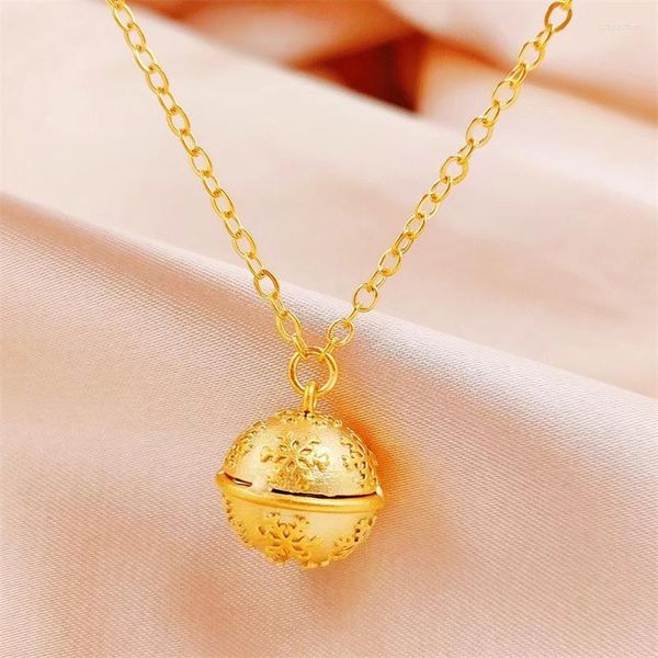 Anhänger Halsketten Edlen Schmuck Großhandel 18 Karat Gold Schlanke Kette Link Halskette Mode Schneeflocke Glocke Frau Mädchen Geburtstag Hochzeitsgeschenk