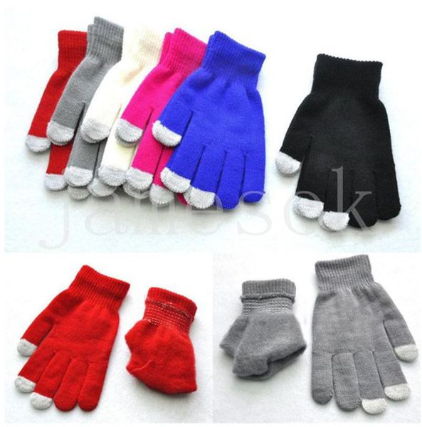 Luvas de tela de toque colorido Candy Favor favorita Winters Manter Warm Knitting Gloves Winter Cold Proof Five Fingers Glove De876