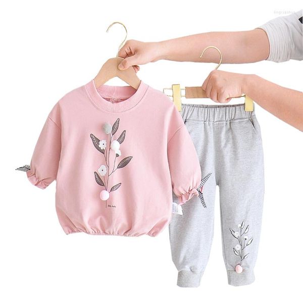 Kleidungssets 1-4YEAE Old Fr￼hling Herbst Kinder zweiteilige Cartoon gedruckte Jungen M￤dchen Pullover Jacke Hose Mode Qualit￤t Kinder