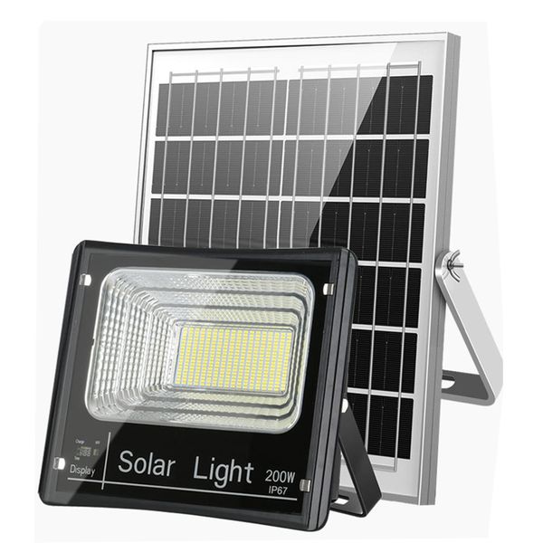 Luzes de inundação solar Visor de bateria 25W 40W 60W 120W 200W FloodLight Spotlight à prova d'água com controle remoto LED LED ILUPSELAÇÃO