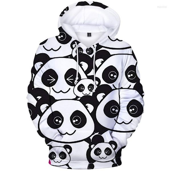 Felpe con cappuccio da uomo 3D Animal Panda Felpe da uomo Pullover da donna Autunno Kids Cute Hooded Casual Ragazzi Ragazze Capispalla bianco e nero