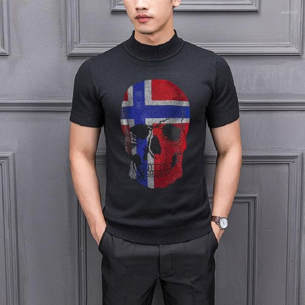 Suéteres masculinos Design europeu Diamond Craft Chic T-shirt Primavera e suéter masculino Tops de pulôver do pescoço redondos do pescoço