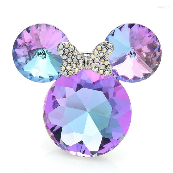 Broches Wulibaby Crystal Mouse Head for Women Unisex 2-Color Shining Lovely Rat Animal Party Office Broche Pin Gifts