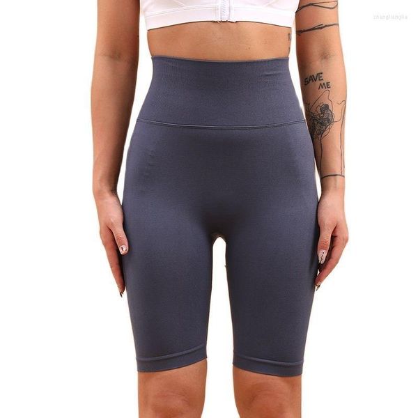 Yoga Outfit Pantaloncini da motociclista grigi Donna a vita alta Abbigliamento sportivo da palestra sexy Push Up Tight BuLifting Esercizio Running Fifth Pants