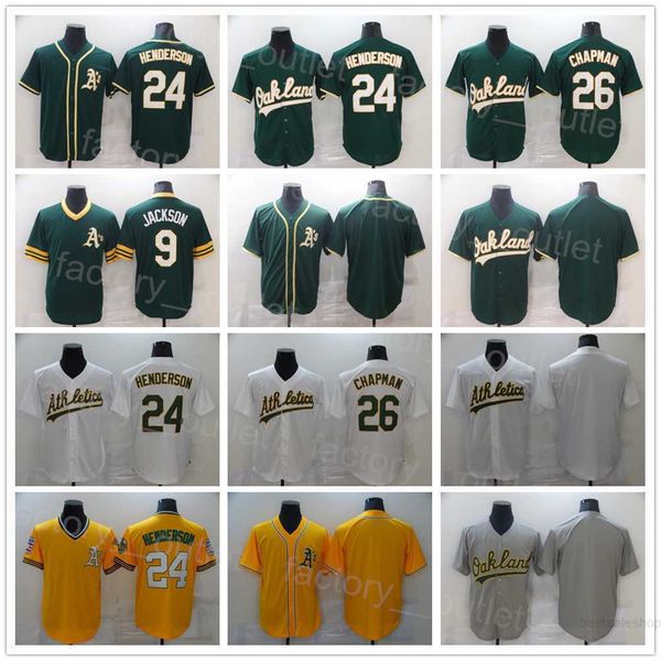 Men City Connect Baseball 26 Sheldon Neuse Jersey 24 Rickey Henderson 9 Reggie Jackson Pullover vintage Cool Base Cooperstown Color Green White amarelo cinza amarelo