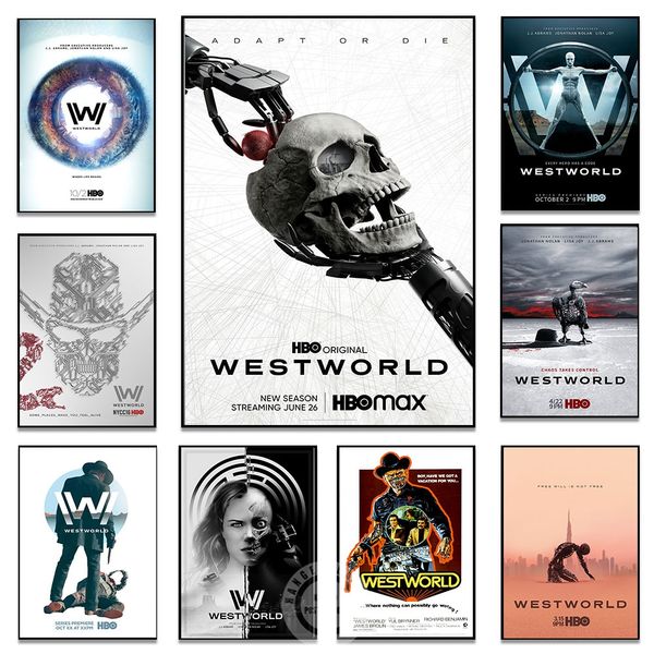 Canvas Painting Painting Westworld Poster Season 4 2022 Новые сериалы Wall Art Posters 1973 фильмы винтажные принты картин