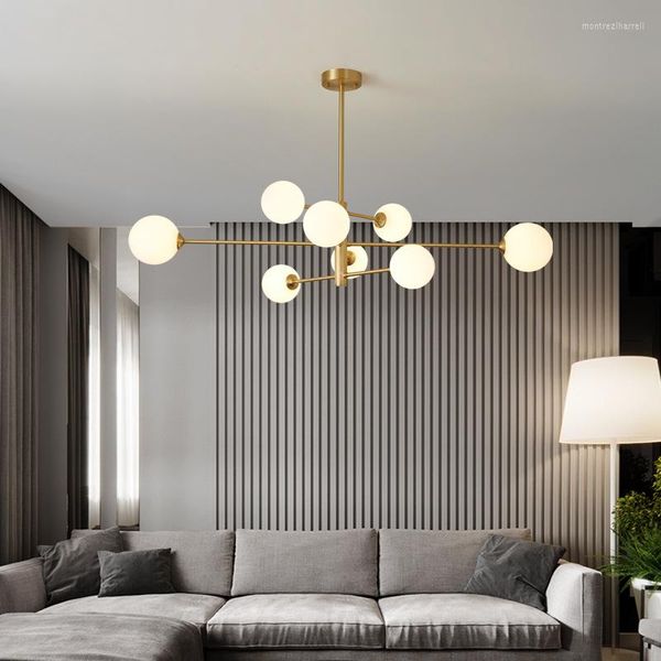 Lâmpadas pendentes de estilo nórdico Candelador de estar de cobre Simple Magic Bean Restaurant Bedroom criativo Design criativo molecular