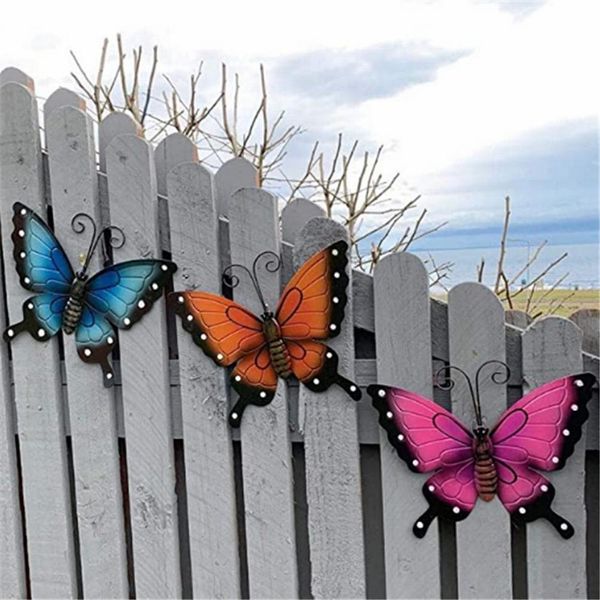 Pacote de 3 unidades de acrílico borboleta decoração de parede arte suprimentos de jardim simulação pequena escultura de metal ao ar livre casa jardim cerca 1223473