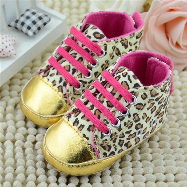 First Walkers Soft Fashion Leopard Canvas Infant Toddler Baby Shoes Kids Girls Laces Ribbon Bowknot Presepe