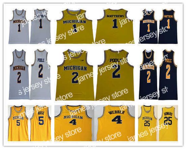 Kolej Basketbol Giyiyor 2019 Michigan Wolverines Basketbol 1 Charles Matthews 2 Jorda Poole Jersey Erkekler 5 Jalen Rose 4 Chris Webber 25 Juwan Howard 41 Glen Pirinç