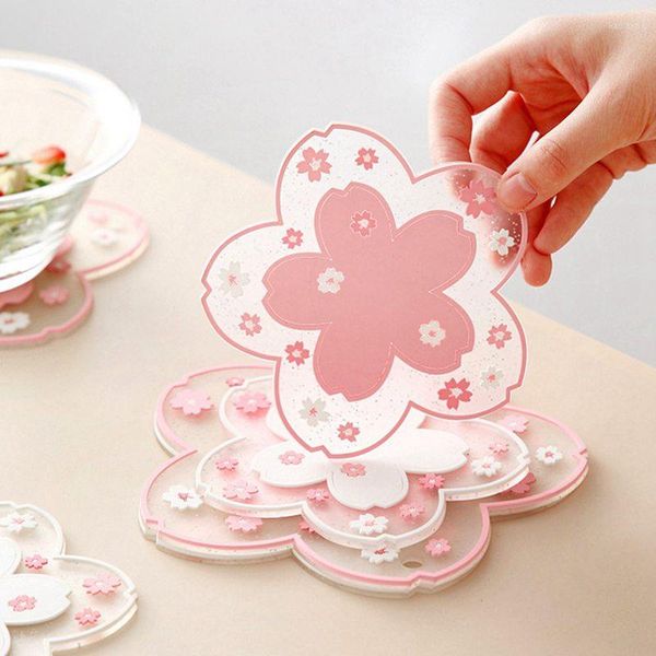 Tischsets, Blumen-Design, Isolierung, weiches Gummi, Esszimmer-Topf-Matte, Tischset zum Aufhängen, rutschfest, Sakura