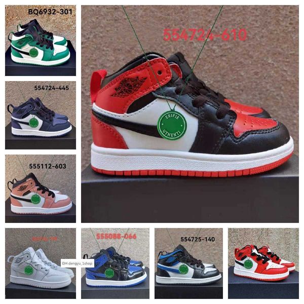 Tênis de basquete infantil Jumpman 1 para crianças, menino, menina, crianças, jovens, estudantes, tênis, criança grande, júnior, 1s, médio, verde-oliva, ginásio, vermelho, travis, sapato de ar esportivo