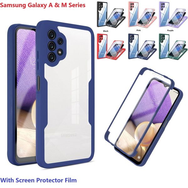 Silicon 360 ﾰ Casos laterais duplos para o Samsung Galaxy A13 A10S A20S A52S A50 A20 A30 A12 A21S M12 M22 A22 M32 A32 CASE PROTECTOR DE CASA PROTECTOR DO FILME