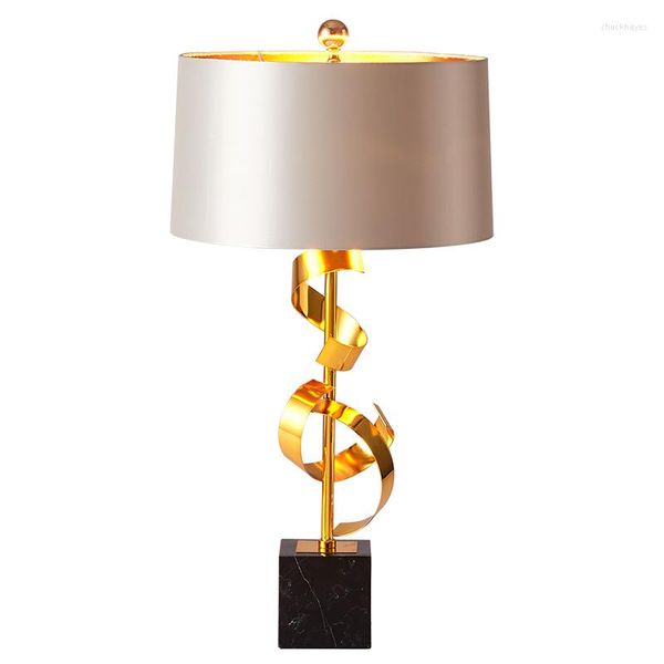 Tischlampen Nordic Marmor Licht Tuch Kunst Schreibtisch Dekoration Lampe für Schlafzimmer Wohnzimmer Nacht Home Beleuchtung E27 Gold Lesen