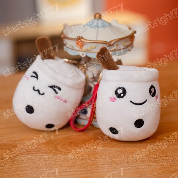 Kawaii Plushie 10 cm Bubble Tea Portachiavi in peluche Adorabile farcito morbido e carino cibo tè al latte ciondolo zaino regalo di compleanno