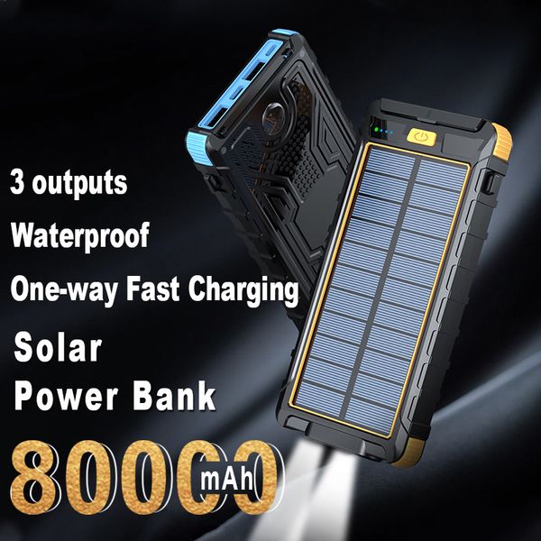 20000MAH Solar Güç Bankası Fast Charger Büyük Kapasiteli Su Geçirmez Harici Pil Xiaomi İPhone Huawei için El Feneri ile