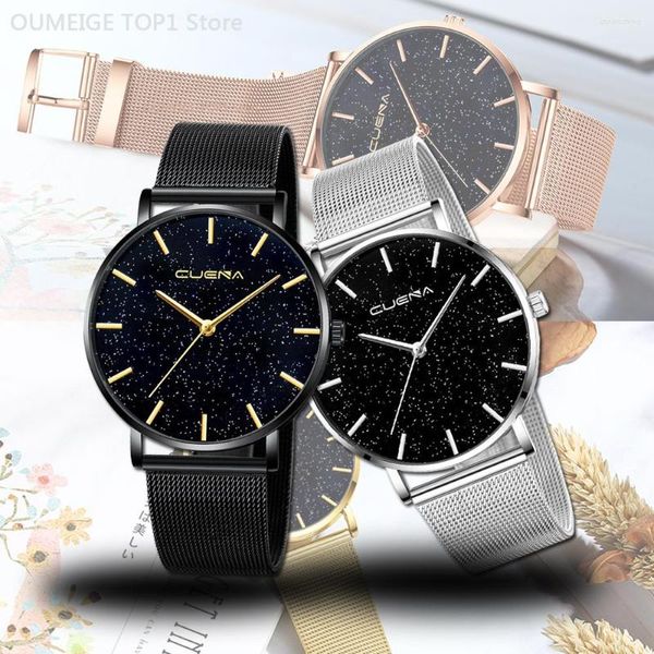 Нарученные часы Женщины смотрят черный звездный небо, набор роскошного дизайна Ly Design Top Brand Gold Wrsitwatch Ladies Quartz Bracelet Girls Clock