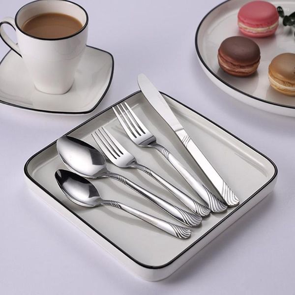 Conjuntos de utensílios de jantar 6pcs/conjunto de talheres de aço inoxidável kit de colher de faca de faca prateado