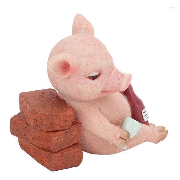 Figurine decorative Resina Cute Miniature Animal Pig Statue Figurine Ornamento Lucky Piggies Home Office Desk Decoration Craft