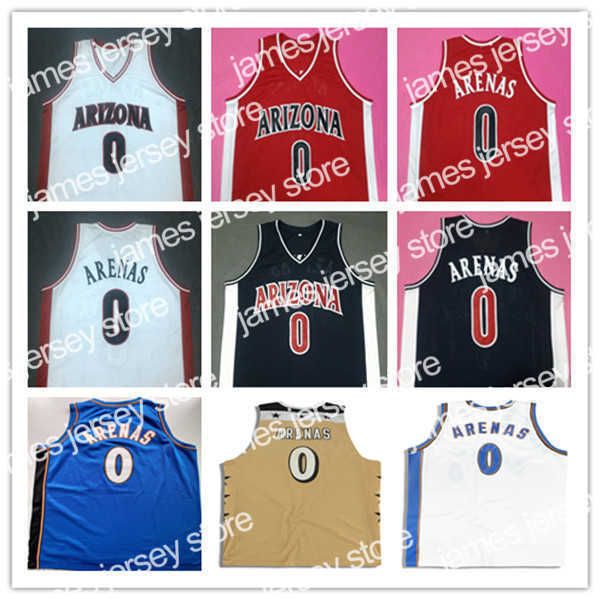 College-Basketball trägt ein individuelles Retro 0 Gilbert Arenas Arizona Wildcats College-Basketball-Trikot, Team Marineblau, Rot, Weiß, Gelb, Herren, genäht in S-XXXL